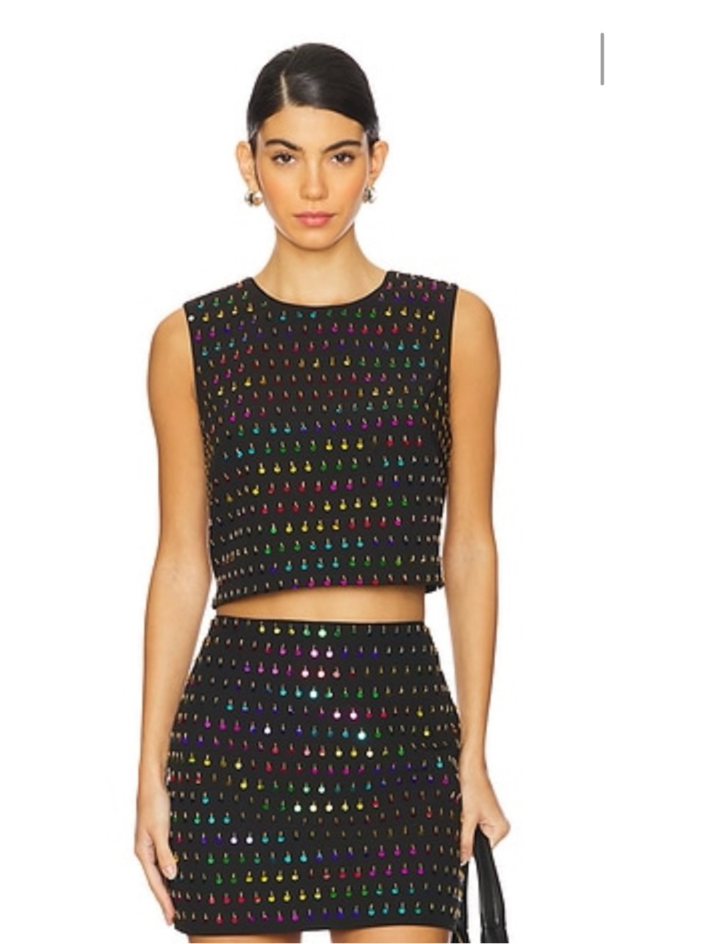 MILLY Rainbow Sequin Beaded Crop Top & Mini Skirt Set Size 6